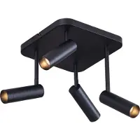 QAZQA Spot de plafond arrondi noir GU10 35mm 4 lumières rotatif et inclinable - Kate