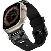 Skinarma Band Titon Apple Watch Ultra 49mm black (Plastique, Silicone), Sangles de montre, Noir