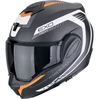 Scorpion EXO-Tech Evo Carbon Cosy Orange, casque modulaire ,Mat Noir/Blanc/Orange ,M