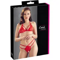 Cottelli - ensemble soutien-gorge ouvert en dentelle - rouge - L