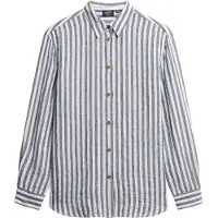 Superdry Casual Linen Boyfriend Long Sleeve Shirt Bleu S Femme