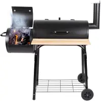Alpina Smoker Barbecue - Fumoir BBQ - avec fumoir séparé - cheminée réglable - 104 x 58 x 114 cm