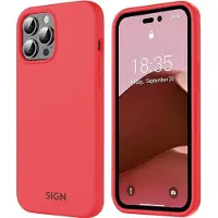 Sign Coque en silicone liquide pour iPhone 14 Pro - Rouge pastèque