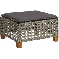 vidaXL Tabouret de jardin et coussin gris 63,5x56x32 cm résine tressée