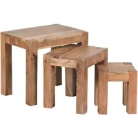 Wohnling Table d'appoint 3 pièces en acacia massif Table d'appoint WL1.444