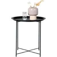 House Nordic Table d'appoint moderne en acier noir - Ø47x50 cm