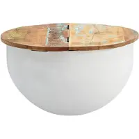 Wohnling Table basse mango 60x34x60 cm table métal massif blanc industriel ronde |