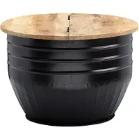 Wohnling Table basse en bois de manguier métal 60x41x60 cm style industriel ronde |
