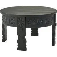 Wohnling Table basse design 60x36x60 cm table basse ronde en bois massif noir |