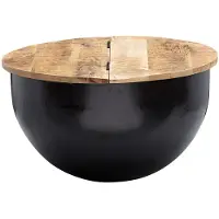 Wohnling Table basse en bois massif de manguier métal 60x34x60 cm style industriel ronde |