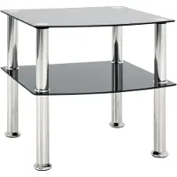 Haku Table d'appoint avec plateau en verre noir - capacité de charge de 8 kg