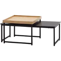 Wohnling Table basse 2pcs bois / métal table basse carrée chêne moderne |