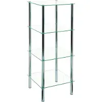 Haku Étagère , 3 compartiments pouvant chacun supporter jusqu'à 5 kg, L 390 x P 390 x H 1070 mm, acier/verre de sécurité ESG, chromé/transparent