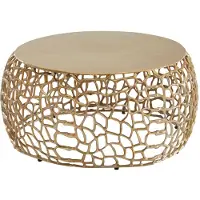 Wohnling Table basse métal or 66x66x30 cm table basse aluminium ronde |
