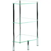 Haku Étagère , triangulaire, 2 compartiments pouvant supporter chacun jusqu'à 5 kg, L 450 x P 320 x H 770 mm, acier/verre de sécurité ESG, chromé/transparent