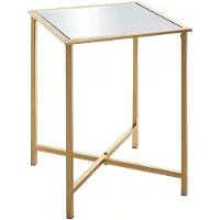 Haku Table D'appoint Carrée 39x53 Cm En Verre Et Métal Doré