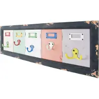 Haku Panneau mural avec 5 crochets | 66 x 5 x 21 cm | Multicolore / Bois massif
