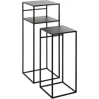 Haku Set de 2 tables d'appoint carrées, L 260/300 x P 260/300 x H 630/850 mm, tube d'acier/métal revêtu par poudre, noir
