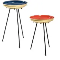 Haku Ensemble de tables d'appoint | Grande et petite table d'appoint | Bleu et rouge