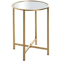 Haku Table D'appoint Ronde 39x53 Cm En Verre Et Métal Doré