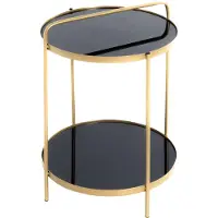 Haku Table d'appoint | Ø38 cm x 51 cm | Noir-doré