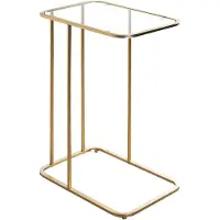 Haku Table d'appoint, rectangulaire, tube d'acier laqué, plateau en verre de sécurité transparent, L 450 x P 300 x H 650 mm, doré