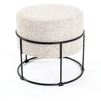 Haku Tabouret , rembourré, L 480 x P 480 x H 430 mm, tissu et acier, beige crème-noir