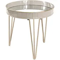 Haku Table d'appoint | Ø51 cm x 50 cm | Blanc doré/verre