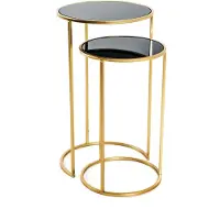 Haku Ensemble de tables d'appoint | Deux tables | Noir-doré