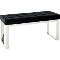 Haku Banc Design En Velours "Noja" 100cm Noir & Inox