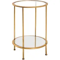 Haku Table D'Appoint Ronde 55x38 Cm En Verre Trempé Et Métal Doré