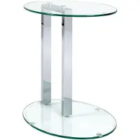 Haku Table d'appoint Romelu ovale 45x35 - chrome/verre