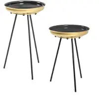 Haku Ensemble de tables d'appoint | Deux tables | Noir-doré