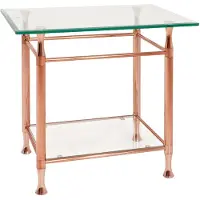 Haku Table d'appoint avec étagères en verre | 58 x 43 x 52 cm | Design cuivré