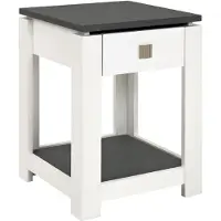 Haku Table d'appoint Marius 40x40cm, 1 tiroir - blanc/anthracite