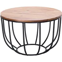 Wohnling Table basse MANORA 60x39x60 cm bois massif de sheesham / métal