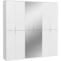Ebuy24 ProjektX armoire de rangement 12 portes blanche, miroir.