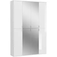 Ebuy24 ProjektX armoire de rangement 8 portes blanche, miroir.