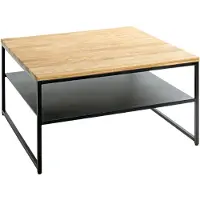 Haku Table basse en chêne, noir - Bois massif, métal, L/H/P : 70 x 40 x 70 cm