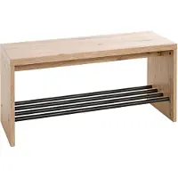 Haku Banc à chaussures , pour jusqu'à 3 paires de chaussures, charge totale 85 kg, L 800 x P 300 x H 400 mm, acier/bois, noir/décor chêne clair