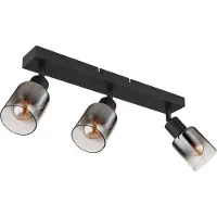 Globo Hubertus Projecteur triple noir mat, métal Ø7cm 54308-3