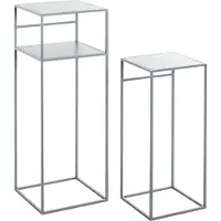 Haku Set de 2 tables d'appoint carrées, L 260/300 x P 260/300 x H 630/850 mm, tube d'acier/métal revêtu par poudre, gris