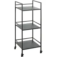 Haku Table d'appoint mobile , 3 plateaux pouvant supporter jusqu'à 8 kg chacun, L 350 x P 350 x H 920 mm, acier/métal, noir