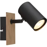 Globo Lampe murale Linca noir avec bois