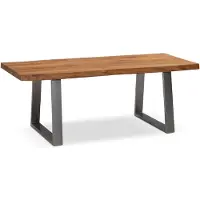 Wohnling Table basse 120x60x46 cm acacia massif / métal bord d'arbre Table de salon rectangulaire Table de salon marron Table basse
