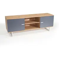 Wohnling Meuble bas chêneReproduction gris 150x55x40 cm meuble tv moderne, meuble tv design haut, meuble tv table, meuble tv deux portes, meuble tv salon |
