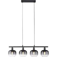 JUST LIGHT Lampe à suspendre noire, verre fumé, H 120 cm