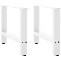 vidaXL Pieds de table basse blancs 2 pcs. 50x(42-43) cm acier