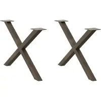 vidaXL Pieds de table basse en X 2 pcs. Acier naturel 70x(42-43) cm Acier