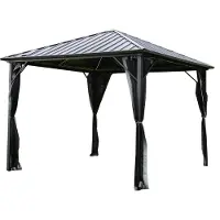 HOME DELUXE - Pavillon solaire LED - AZUR, dimensions : 300 x 270 cm - avec éclairage LED et rideaux, structure : aluminium I Toit de terrasse Pergola Protection solaire